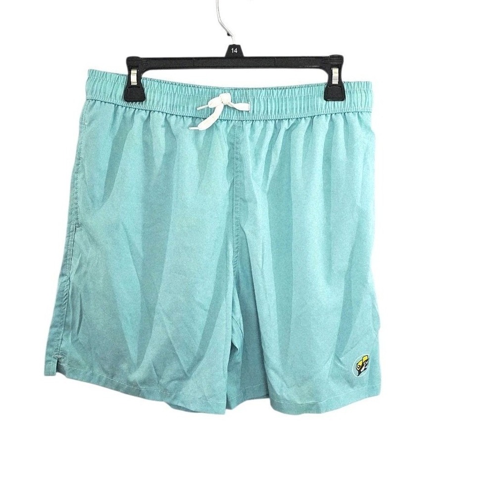 Buc-ees 3 Pocket Swim Trunks With Liner Men's Large Aqua Elastic Waist